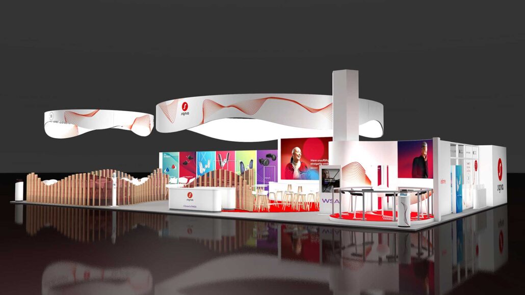 Signia - Entwurfsrendering Messestand